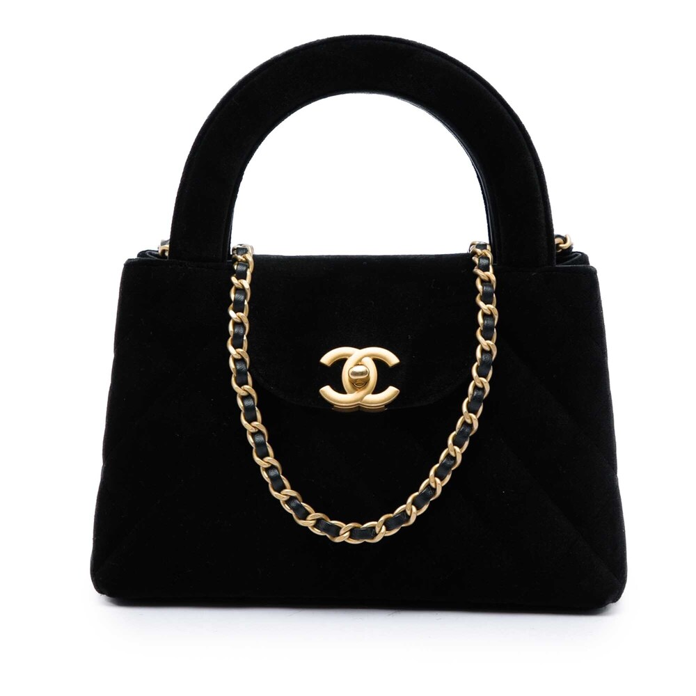 Pre-Loved Chanel Nano Velvet Kelly Shopper Bag